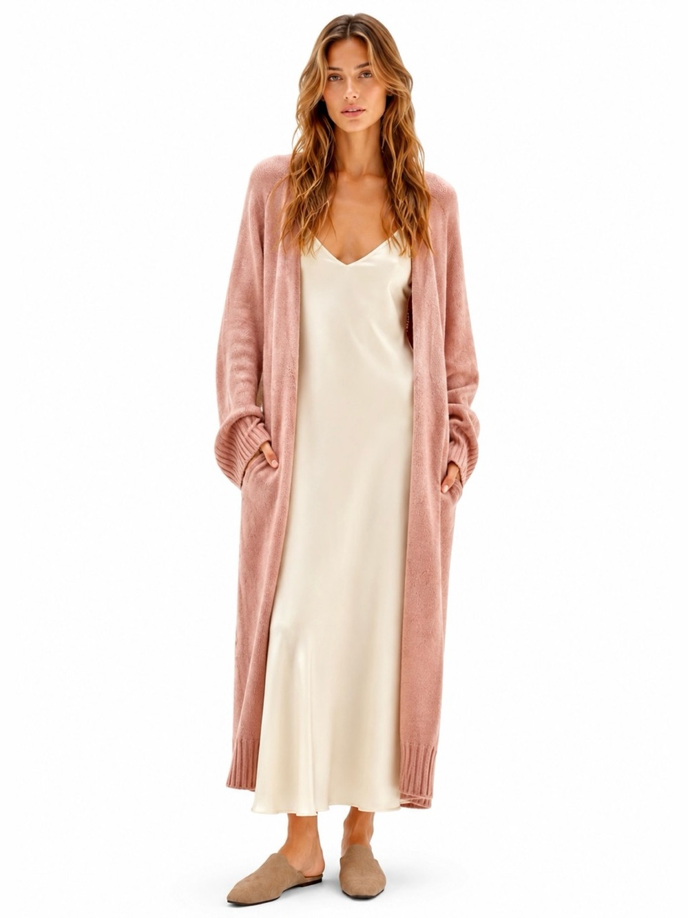 NWOT NakedCashmere Rose Pink Makena Longline Cashmere Cardigan Deep Pockets | S